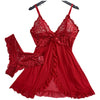 Ultra Sexy Lingerie Women Lace SeeThrough Nightdress Erotic PajamasSolid Soft Slim V Neck Sleepwear Summer Dress & Thong Kit