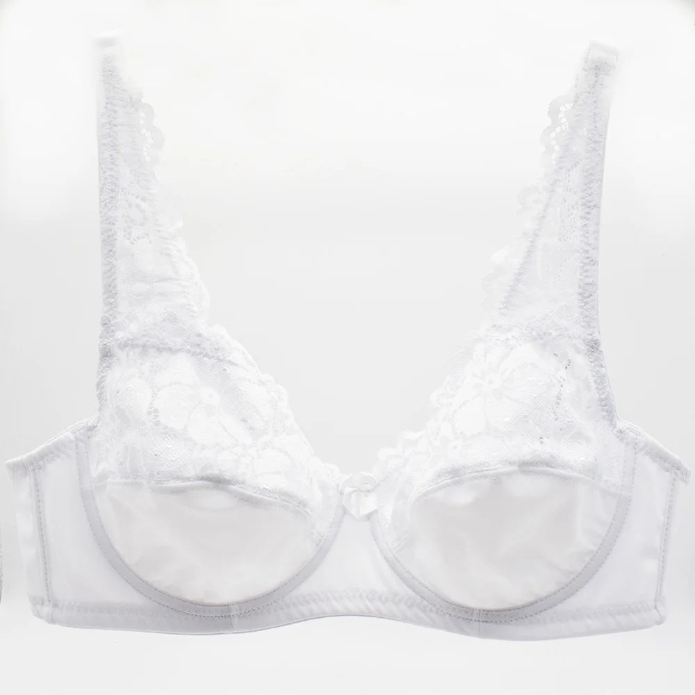 Womens Lager Bosom Lace Bralette Ladies Floral Unpadded Bra Sexy Lingerie See through Underwired Plus Size Brassiere Top