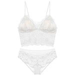 French Backless Bralette Sheer Lace Wireless Halter Top No Underwire Anti Nipple Show Comfort Bra & Tushy Set CA MOYISU Sexy Bra