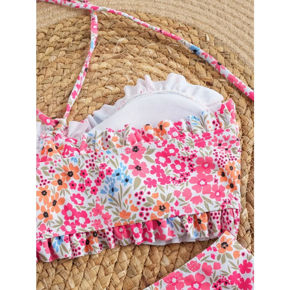 Sexy Flower Bikini 2025 Women Swimsuit Two Piece Swimwear Female Thong Bikinis Set Swimming for Bathing Suits Brazilian Biquini