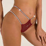 1pcs Low Rise Sexy Lace Women G-string Silver Satin Erotic Sexy Lingerie Breathable Comfort Elegant Female Underwear Lady Thongs