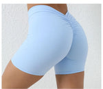 Sexy High-Waisted Yoga Shorts - Deep V Back Ruffled Booty Lift Women Tummy Control Workout Gym Peach Butt Fitness Shorts