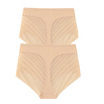 2Pcs/Set Women's Ice Silk Tummy Control Panties Mid Waist Mesh Splice Shaping Briefs Butt Lifter Slimming Soft Underwear M-3XL