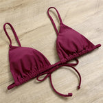 Sexy 3 Piece Bikini Set Women Solid Blue Purple Push Up Bandage Triangle Swimsuit Brazilian Beach Bathing Suit Swumwear Biquini