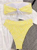 Wave Striped Bandeau Bikinis High Waist Bikini Female Swimsuit Women Swimwear Two-pieces Bikini Set Bathing Suit Swim Beach Wear