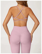 Summer U-Shaped Multi-Strap Cross Back Women Pilates Fitness Sports Bra Top Gym Yoga Athletic Tight Workout Jog With Chest Pad