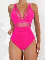 Sexy Black One Piece Swimsuit 2026 Women Mesh Patchwork Transparent Tummy Control Swimwear Bathing Suit See Through Monokini