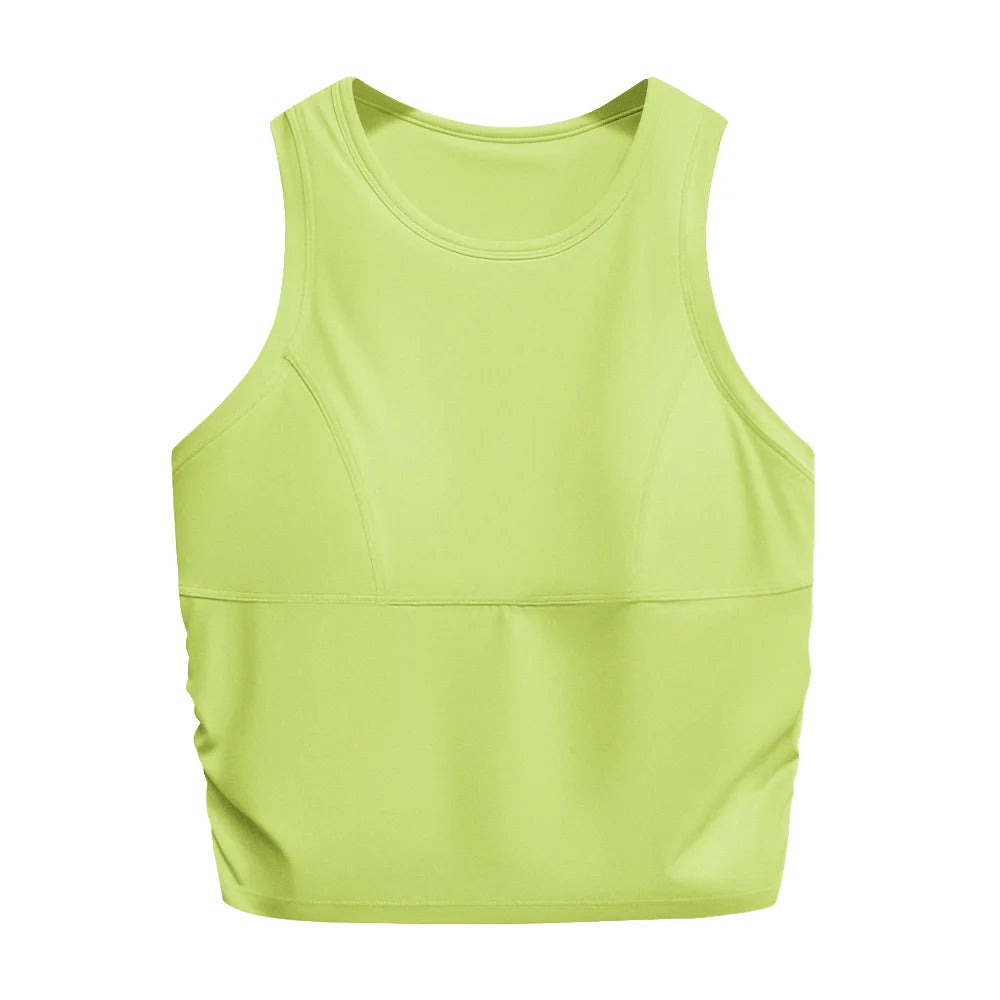VEQKING Side Pleated Women Sports Bras Built-in Pads Yoga Vest Quick Dry Gym Running Tank Tops High Support Workout Bralettes