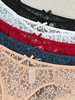 5pcs Sexy Lace Women's Panties Bow Decor Comfortable Breathable Lady Briefs Elegant Sexy Lingerie Solid Fashion Female Underwear