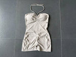 Womens Two Way Wear Bodysuit Sleeveless Yoga Stretch One Piece Romper Sexy Fitness Side Pockets Sportwears Bodysuit