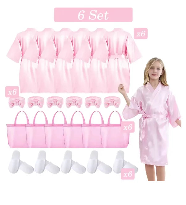 6-15 Set Muti Colors Spa Party Robe for Girls Kids Birthday Party Supplies Favors Spa Day Robes Gowns Sleepover Pyjama Party