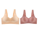 2Pcs/Set Women V-Neck Wireless Bra Smooth Invisible Mold Bralette One-Piece Seamless Support Bras Wide Strap Lingerie M-3XL