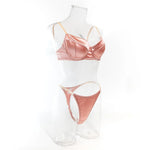 Seamless 2 Pieces Sexy Bra Set Women Satin Lingerie Underwear Patchwork Bras and Thongs Suits Attractive Bilizna Intimate Set