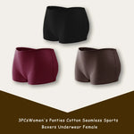 3PCS/SET Women Panties Cotton Seamless Sports Boxers Underwear Female Solid Color Briefs Cozy Lingerie Intimate Underpants XS-XL