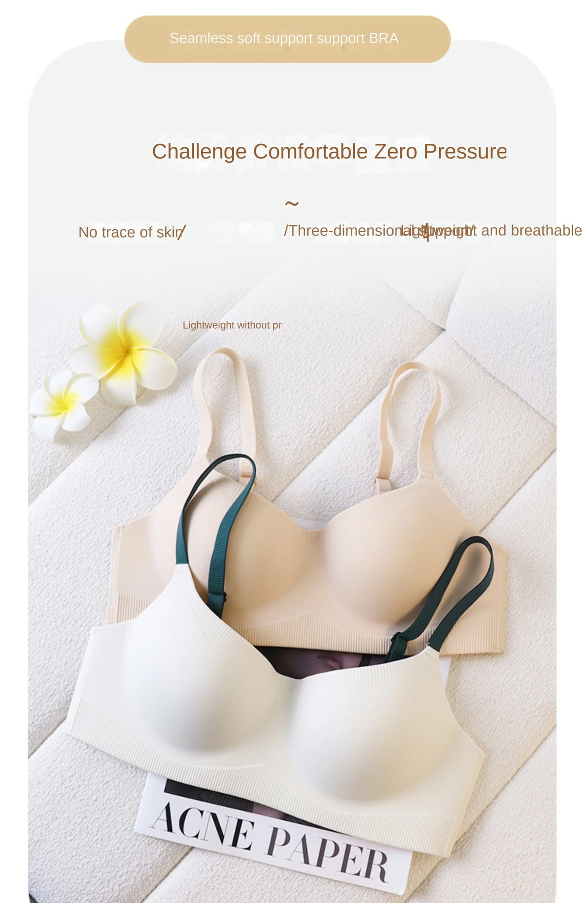 MOYISU Traceless Bra Women's Small Breasts Hold Together Without Underwire Comfort Skin Friendly Soft Support Bra Women's Bras