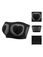 Women Strapless Sexy Bra Heart Hollow Out Seamless Bandeau Wireless Unlined Sexy Lingerie Tube Top