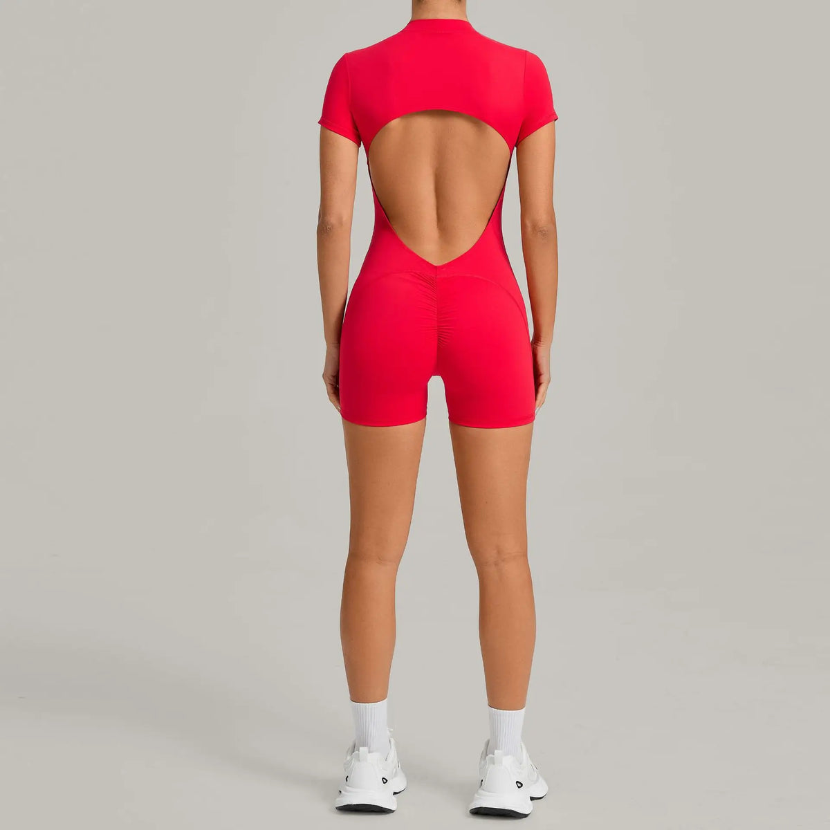 Women's Seamless Yoga Jumpsuits Sports Fitness Beauty Back Slim Fit Short-Sleeves One-Piece Workout Gym Training Bodysuits
