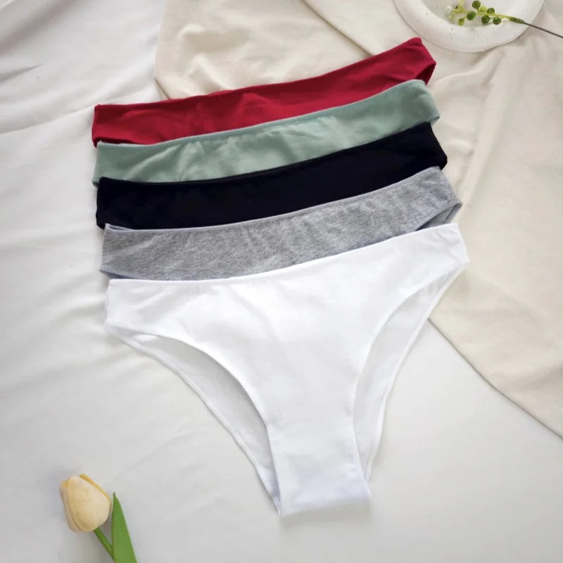 3Pcs/Set Women Cotton Bikini Briefs Skin-Friendly Low Rise Underwear Seamless Edge Soft Stretch Daily Ladies Panties M-XXL