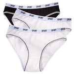 3Pcs/Set Women Low Waist Briefs Letter Waistband Casual Sport Style Panties Rib Knit Cotton Stretch Underwear Ladies Underpants