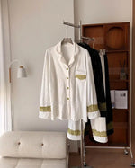 Autumn Winter Simple Fleece Warm Set Luxury Wearable Outside Homewear Sleepwear Women Island Velvet Pajamas