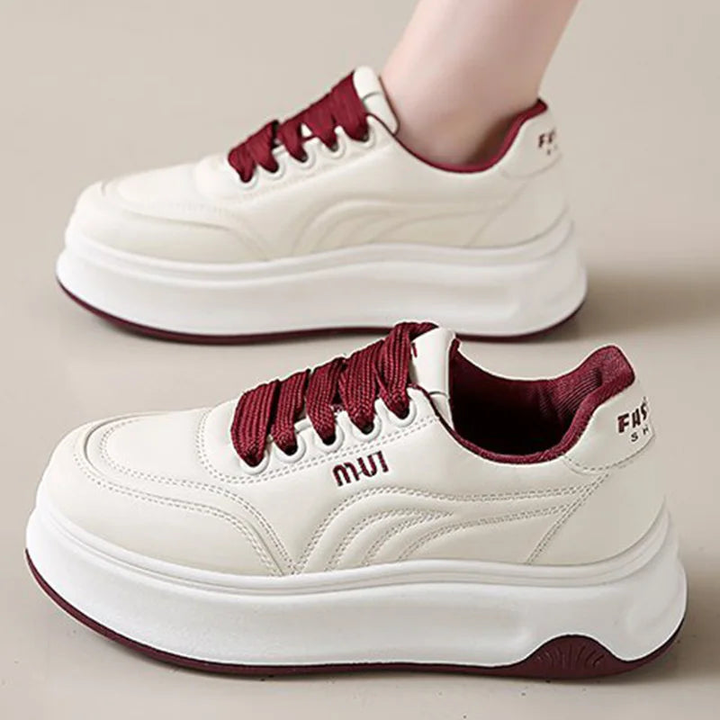 Letter Embroidery Sports Shoes Women Spring Autumn Mix Color Lace Up Sneakers Woman Soft Sole Platform Vulcanize Shoes Mujer
