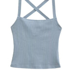 Solid Color Sexy Back-Cross-Strap Tank Top For Women New Summer Slim-Fit Short Outerwear Base Top Pure Desire Casual Style 56ZA