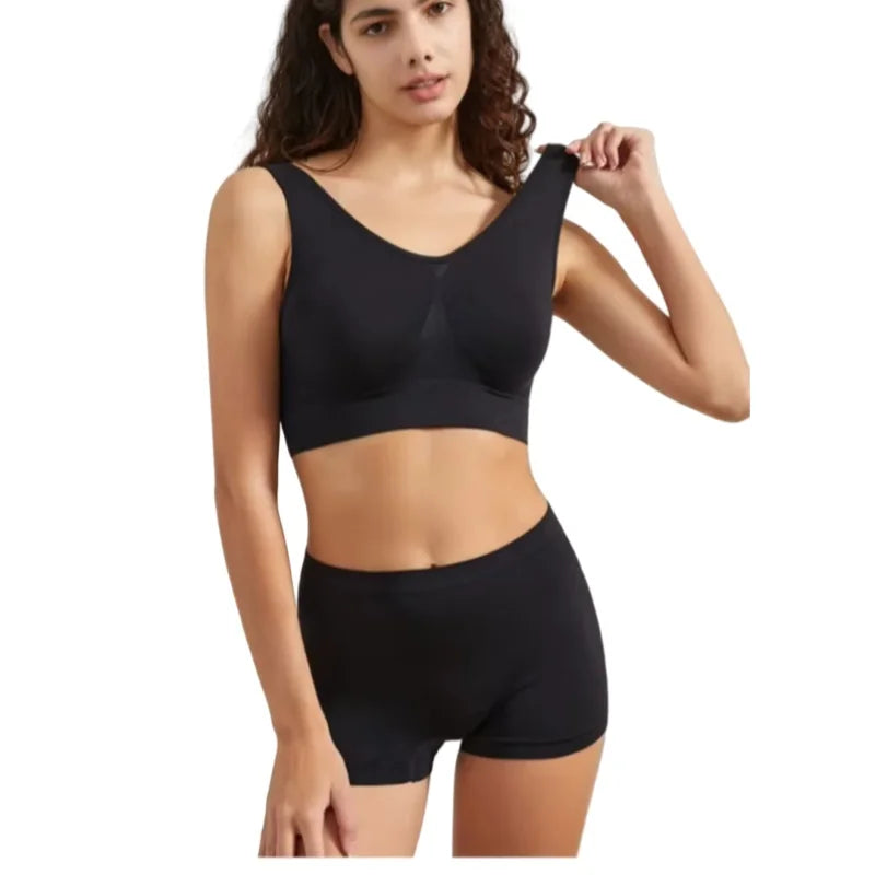 Women Seamless Bra Set Female Bra Tanks Low Waist Boyshorts Underwear Sexy Casual Sports Panties Lingerie Set S-5XL Intimates
