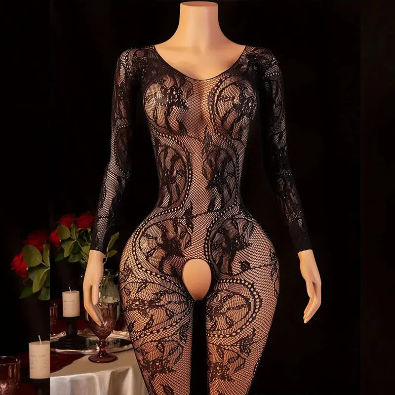 Adult Crotchless Lingerie Women Erotic Crossover Breastless Underwear SetSexy Bodystocking BDSM Fishnet Bondage Set GamesToy