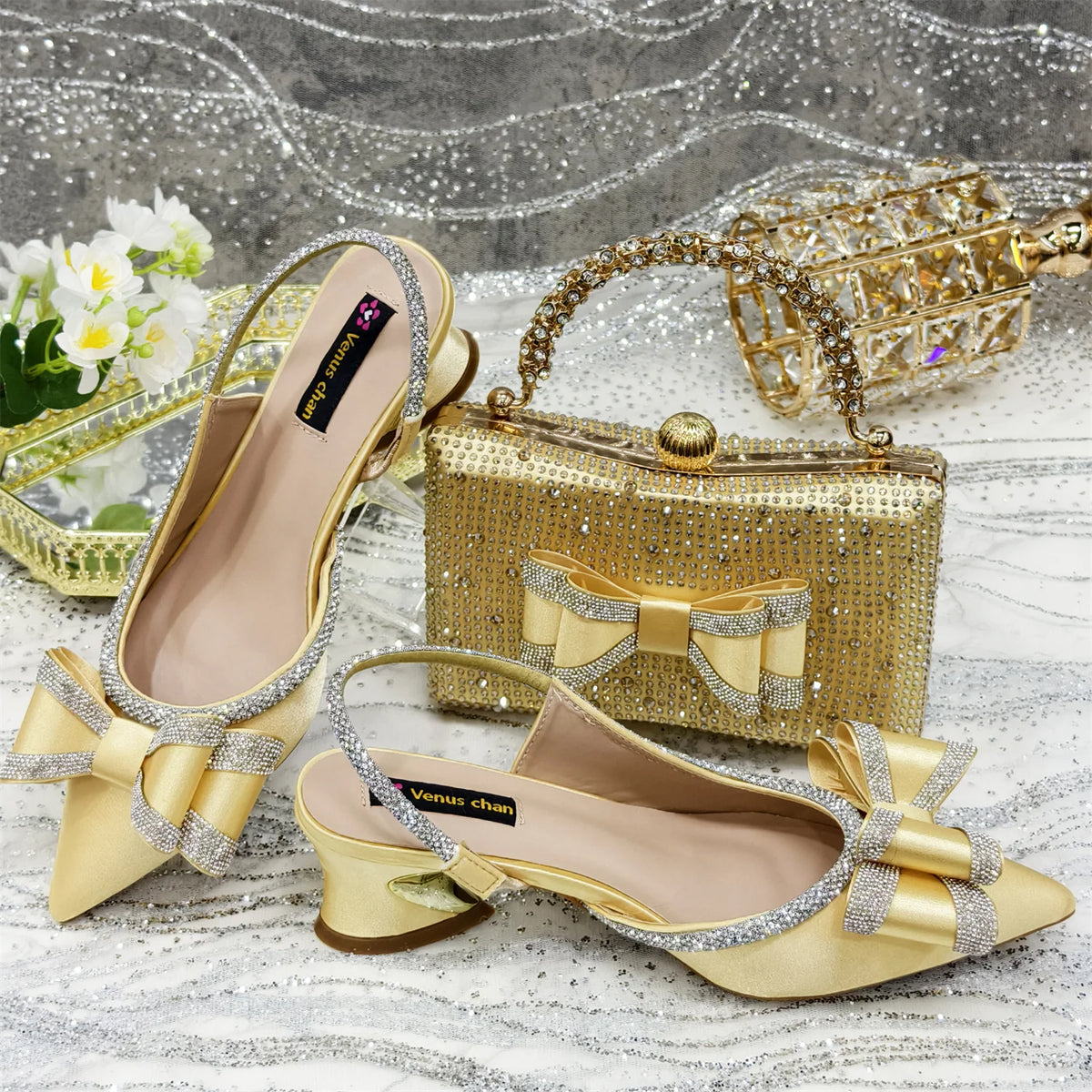 Doershow nice African Shoes And Bag Matching Set With gold Hot Selling Women Italian Shoes And Bag Set For Party Wedding21-4