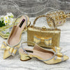 Doershow nice African Shoes And Bag Matching Set With gold Hot Selling Women Italian Shoes And Bag Set For Party Wedding21-4
