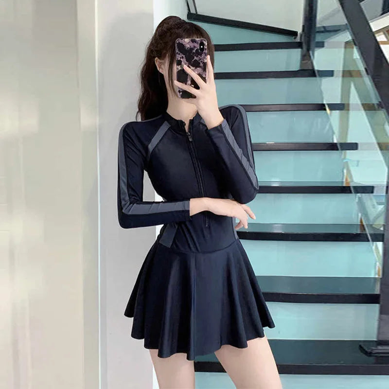 One Piece Swimsuit Skirt Style Plus Size Slimming and Belly Covering Style Hot Spring Bikini Swimsuit for Women
