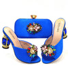 Doershownew Italian blue Shoes And Bag Sets For Evening Party With Stones Italian Leather Handbags Match Bags! HSD1-35