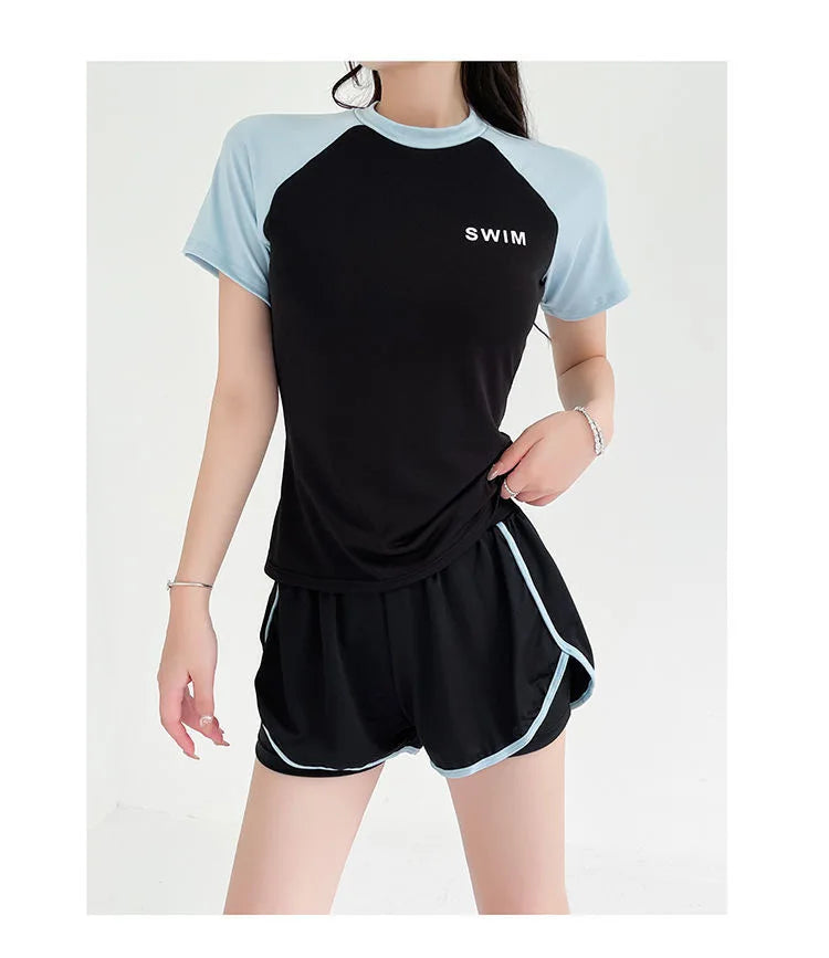 Swimsuit Women's Two-piece Split Sports Style Student Conservative Cover Belly Slimming Hot Spring Ins Style Plus SizeSwimsuit