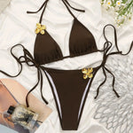 DEKA Sexy Micro Push Up Triangle Bikinis Sets Women Bandage Solid Swimsuit Brazilian Summer Holiday Bathing Suit Swimwear