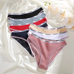 3Pcs/Set Women's Cotton Lace Panties V-Waist Sexy Sport Low Waist Briefs S-XL Comfortable Underwear Female Soft Color Underpants