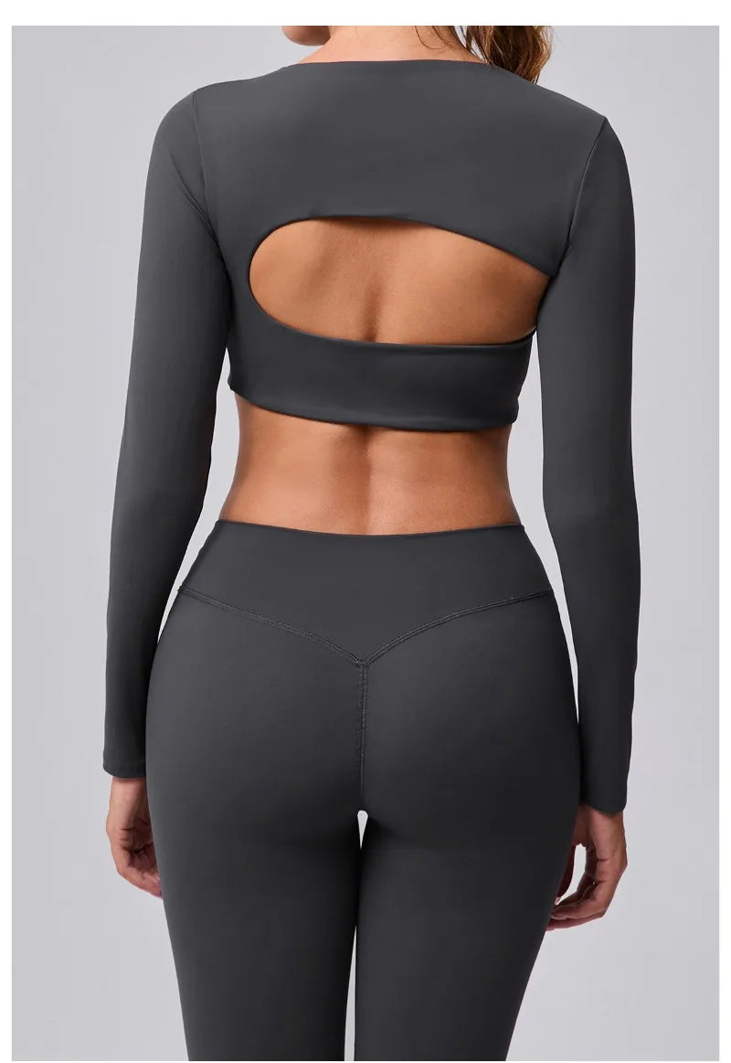 Women's Brushed Long Sleeve Yoga T-shirt Lightweight Quick-Dry Sports Tunic for Outdoor Running, Fitness & Multi-Sport