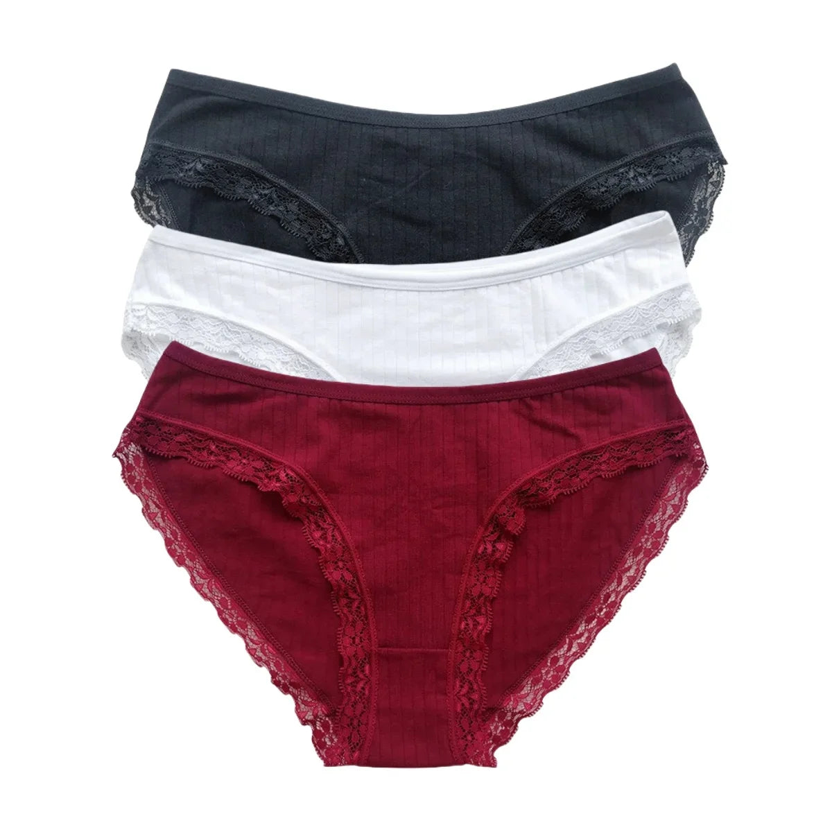 3Pcs/Set Women Lace Briefs Female Underpants Solid Color Pantys M-XL Soft Underwear Sexy Lingerie Intimates Cotton Panties