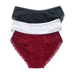 3Pcs/Set Women Lace Briefs Female Underpants Solid Color Pantys M-XL Soft Underwear Sexy Lingerie Intimates Cotton Panties