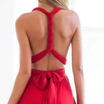Women Dress Halter Sleeveless Backless Multiple Strap Design Party Dress Wedding Banquet Festival Long Dress
