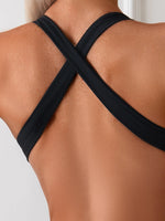 Sexy Black One Piece Swimsuit 2025 Women Hollow Out Backless Cross Slim High Waist Bikini Beach Bathing Suit Holiday Monokini