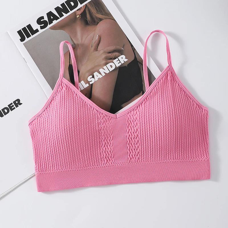 Women Seamless Bra Panties Set Push-Up Non-wire Bralette Low-Rise Briefs Sexy Lingerie Female Comfort Rib Sports Underwear Set