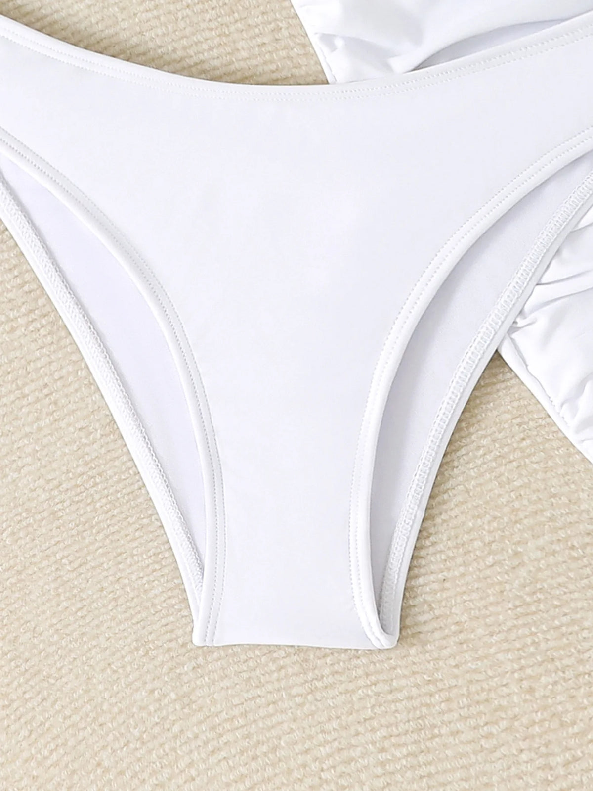 New White 3 Pieces Starfish Bandeau Bikini Set Swimsuit Women Swimwear with Sarong Skirts Dress Beach Wear Cut Out Bathing Suit