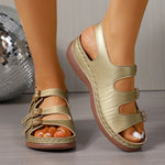 Fashion Buckle Decor Platform Sandals Women Plus Size 43 Summer Wedges Gladiator Sandals Woman Open Toe Thick Sole Beach Sandles