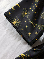 Women's Pajama Comfortable Loose Women's Elegant Pajama Set with Star and Moon Print V-Neck Camisole and Shorts 3pcs Set for All