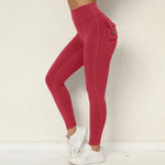 Women's Seamless Yoga Leggings Pants Sports Fitness Peach Hip-lifting Workwear Pocket Tight Trousers Workout Gym Leggings