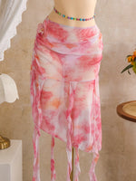 Vintage Pink Floral Tie Dye Gradient Bikini Set 2026 Women 3D Flower Push Up Bra Cover Up 3 Piece Swimwear Bathing Suit Swimsuit