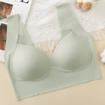 Ice Silk Wireless Bras For Women Push Up Chest One Piece Outer Wear Bra Traceless Underwear Vneck Female Lingerie