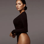 O Neck Long Sleeve Solid White Sexy Bodysuit Women Black Autumn Winter Body Top Gray Casual Lady Streetwear Bodysuits