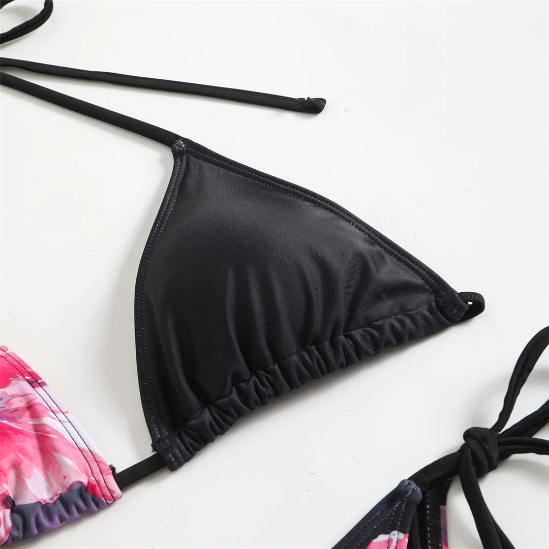10 Color Flowers Halter Bikini Female Swimsuit Women Swimwear Three-pieces Bikini set With Skirt Bather Bathing Suit Swim V6637C