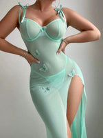 Sexy Lingerie Set Women Erotic Bra Nightdress Sexy Lace Sleepwear Solid Slim Soft Dresses V Neck Full Slip Sleepwear & Dresses